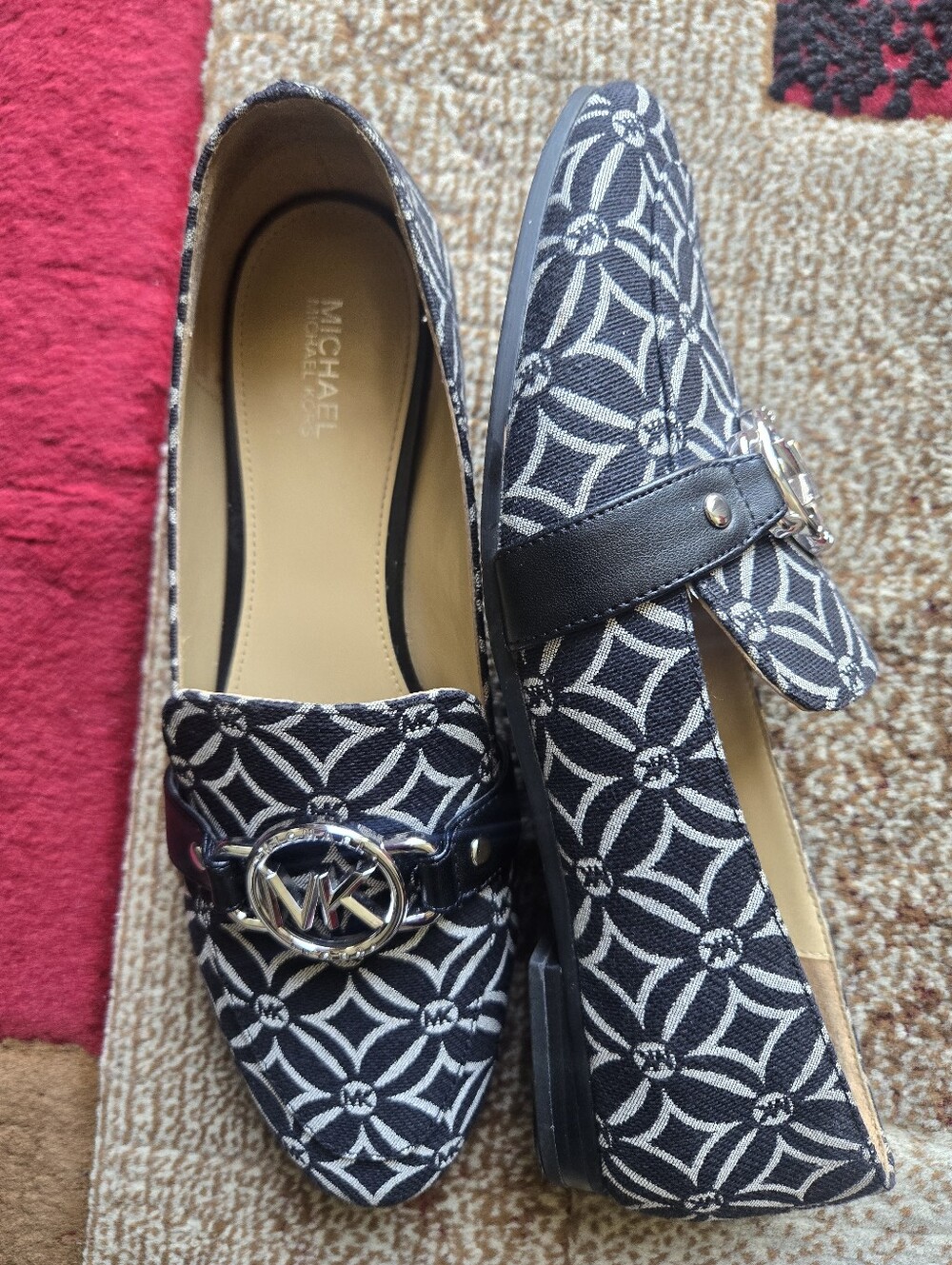 Michael Kors Navy & White Signature Pattern Loafers
